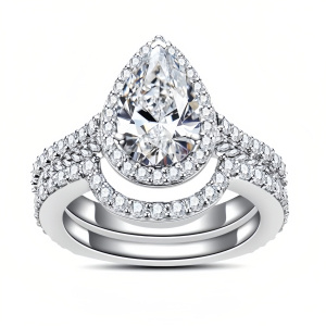 Pear-Cut Retro Ring Set