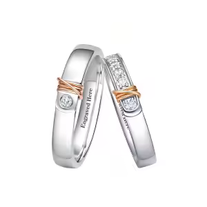 B Moissanite Wedding Ring Set