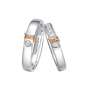 B Moissanite Wedding Ring Set