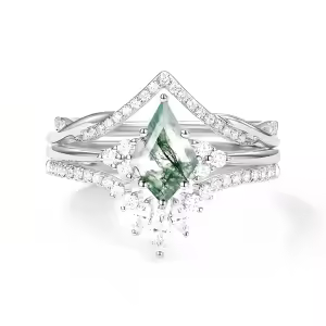 E Moss Agate Moissanite Ring