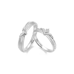 B Moissanite Wedding Ring Set