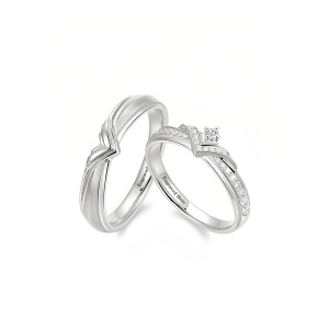 B Moissanite Wedding Ring Set
