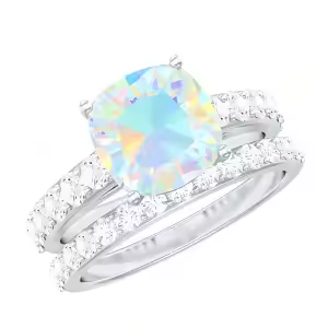 E Opal Moissanite Ring