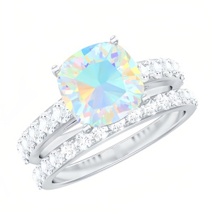 E Opal Moissanite Ring