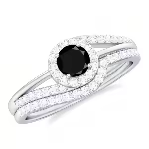 B Black Onyx Moissanite Ring