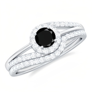 B Black Onyx Moissanite Ring