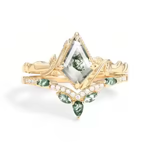 D Moss Agate Gold Ring