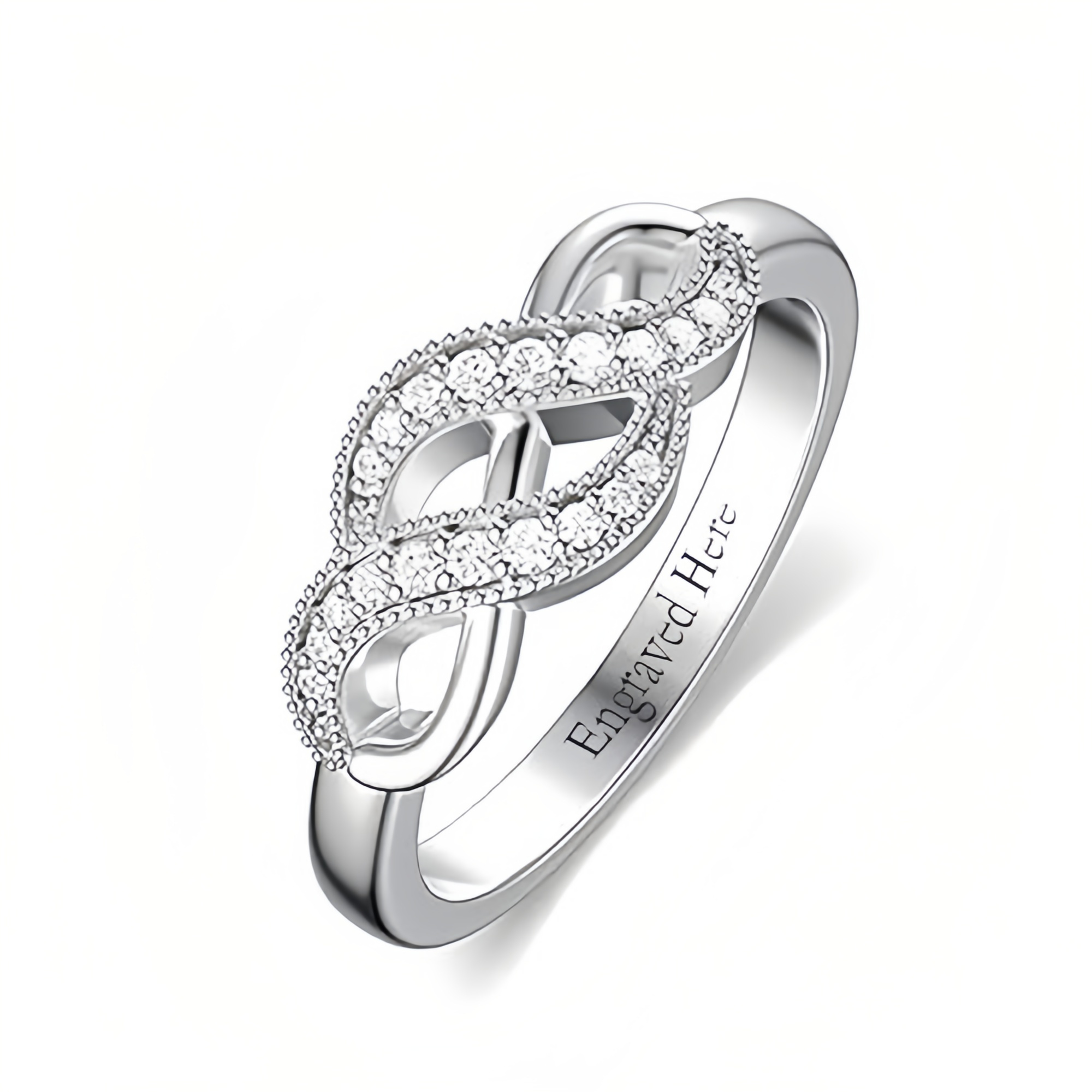DIYARING Personalized Moissanite Infinity Engagement Rings For Women 925 Sterling Silver Engraved Name Infinity Wedding Ring Anniversary Valentine's Day Jewelry Gifts For Her Wife Girlfriend 