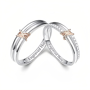 D Moissanite Wedding Ring Set