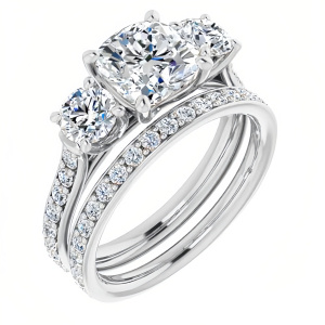 three stone-cushion cut