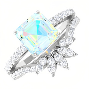 G Opal Moissanite Ring