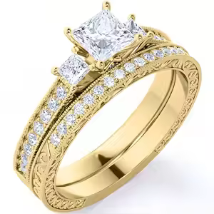 Engagement Ring & Wedding Band-Yellow Gold