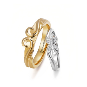 F Moissanite Wedding Ring Set