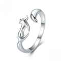 wholesale S925 Sterling Silver Simple Fox Open Ring Cubic Zirconia Jewelry-0-0
