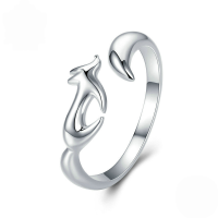 wholesale S925 Sterling Silver Simple Fox Open Ring Cubic Zirconia Jewelry-undefined