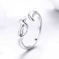 wholesale S925 Sterling Silver Simple Fox Open Ring Cubic Zirconia Jewelry-0-4