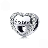wholesale Sterling Silver 925 Silvercharm Beads Sister Bracelet Charms Bulk-undefined