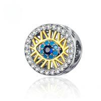 wholesale S925 sterling silver demon eye bead bracelet with colorful oil-filled eye charms.-undefined