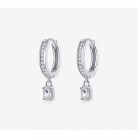 wholesale S925 Silver Plated Platinum Cubic Zirconia Earrings Minimalist Luxury Daily Style-undefined