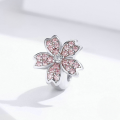 wholesale Metal flower beads, pink DIY bracelet charms, European-American fashion plated white gold-0-1