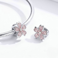 wholesale Metal flower beads, pink DIY bracelet charms, European-American fashion plated white gold-0-0
