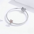 wholesale Metal flower beads, pink DIY bracelet charms, European-American fashion plated white gold-0-2