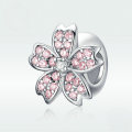 wholesale Metal flower beads, pink DIY bracelet charms, European-American fashion plated white gold-0-3