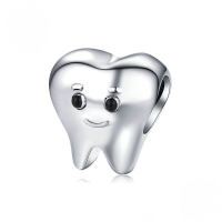 wholesale Sterling silver 925 beads, handmade cute tooth charms, popular DIY fashion jewelry supplies-undefined