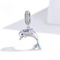 wholesale Sterling silver 925 elegant dolphin pendant, versatile charm for bracelet bead jewelry-0-4