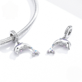 wholesale Sterling silver 925 elegant dolphin pendant, versatile charm for bracelet bead jewelry-0-1