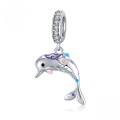 wholesale Sterling silver 925 elegant dolphin pendant, versatile charm for bracelet bead jewelry-0-0