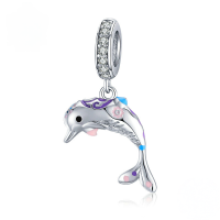 wholesale Sterling silver 925 elegant dolphin pendant, versatile charm for bracelet bead jewelry-undefined