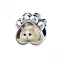 wholesale Sterling silver s925 hot-selling cat paw frame bead charm accessory for jewelry crafting-0-0