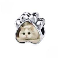 wholesale Sterling silver s925 hot-selling cat paw frame bead charm accessory for jewelry crafting-undefined