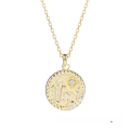 wholesale S925 Sterling Silver Euro American Coin Round Pendant Necklace For Women Ins 12 Zodiac Constellation Collarbone Chain-0-8