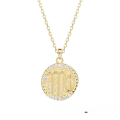 wholesale S925 Sterling Silver Euro American Coin Round Pendant Necklace For Women Ins 12 Zodiac Constellation Collarbone Chain-0-7