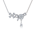 wholesale 925 Sterling Silver Elegant Floral Zircon Necklace With Delicate Chain And Teardrop Pendant-0-1