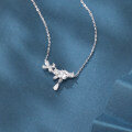 wholesale 925 Sterling Silver Elegant Floral Zircon Necklace With Delicate Chain And Teardrop Pendant-0-3