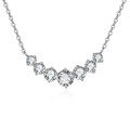wholesale 925 Sterling Silver Elegant Seven-zircon Curved Pendant Necklace In Plated with White Gold-0-0