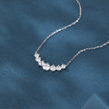 wholesale 925 Sterling Silver Elegant Seven-zircon Curved Pendant Necklace In Plated with White Gold-0-2