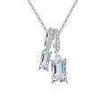 wholesale 925 Sterling Silver Elegant Zircon Double Drop Pendant Necklace In Sterling Silver-0-0