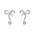 wholesale 925 Sterling Silver Elegant Silver Bow Zircon Drop Earrings-0-5