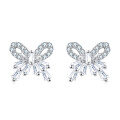 wholesale 925 Sterling Silver Elegant Sparkling Zircon Bow Earrings-0-4