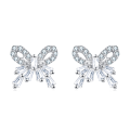 wholesale 925 Sterling Silver Elegant Sparkling Zircon Bow Earrings-0-5