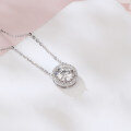 wholesale 925 Sterling Silver Elegant Solitaire Moissanite Necklace With Halo Setting-0-1
