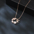 wholesale 925 Sterling Silver Elegant Rose Gold Butterfly & Flower Necklace With Gemstone Accents-0-1