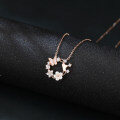 wholesale 925 Sterling Silver Elegant Rose Gold Butterfly & Flower Necklace With Gemstone Accents-0-4