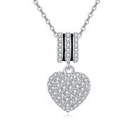 wholesale 925 Sterling Silver Elegant Zircon Heart Pendant Necklace With Silver Chain And Luxury Jewelry Design-undefined