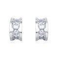 wholesale 925 Sterling Silver Elegant Silver Triple Row Moissanite Hoop Stud Earrings-0-0