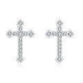 wholesale 925 Sterling Silver Elegant Zircon Cross Earrings In Sterling Silver: Timeless Design For Everyday Elegance-0-0
